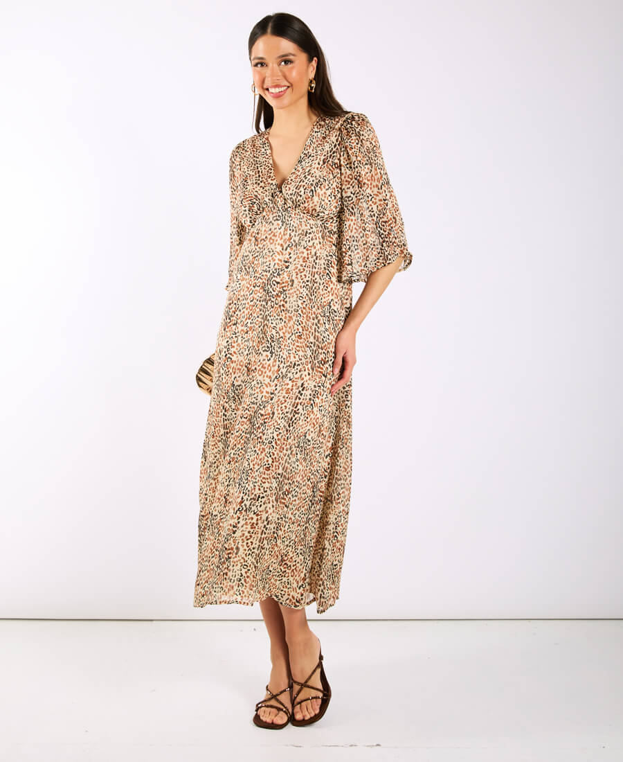 Commercial Kitchen Needs - Leopard Printed Shimmer Midi Dress |