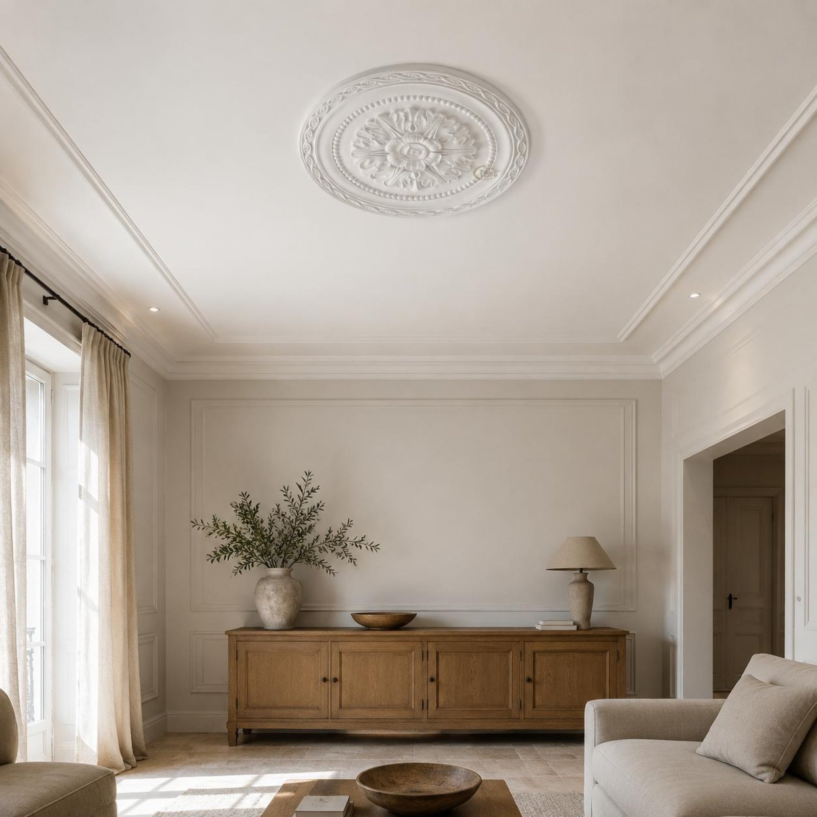 Commercial Kitchen In Home - Ceiling Medallion Lightweight PU Material Round