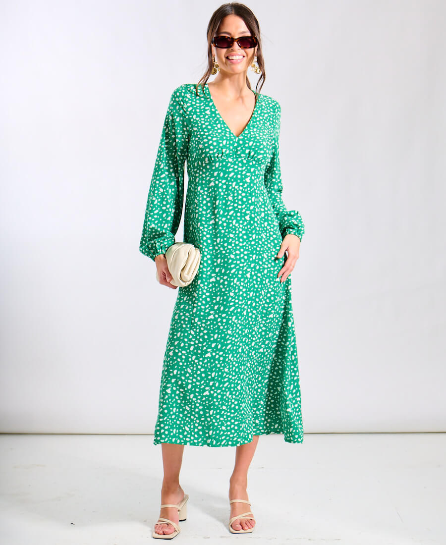 Commercial Kitchen Needs - Green Spot Empire Waist Midi Dress