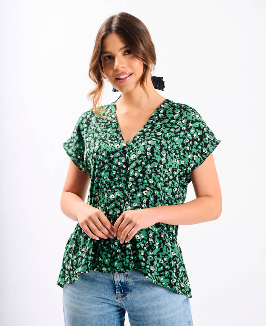 Commercial Kitchen Needs - Green Animal Tiered Hem Top |