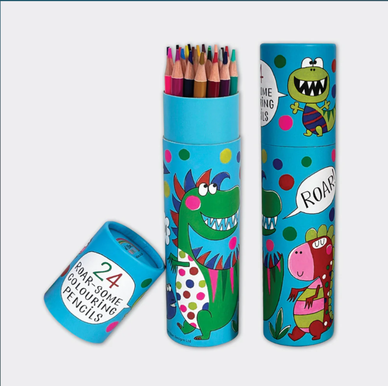 Waffle Maker Commercial - 24 Dino Colouring Pencils