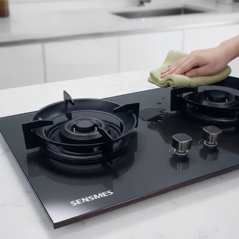 Commercial Kitchen In Home - Black Tempered Glass Panel 2 Burner