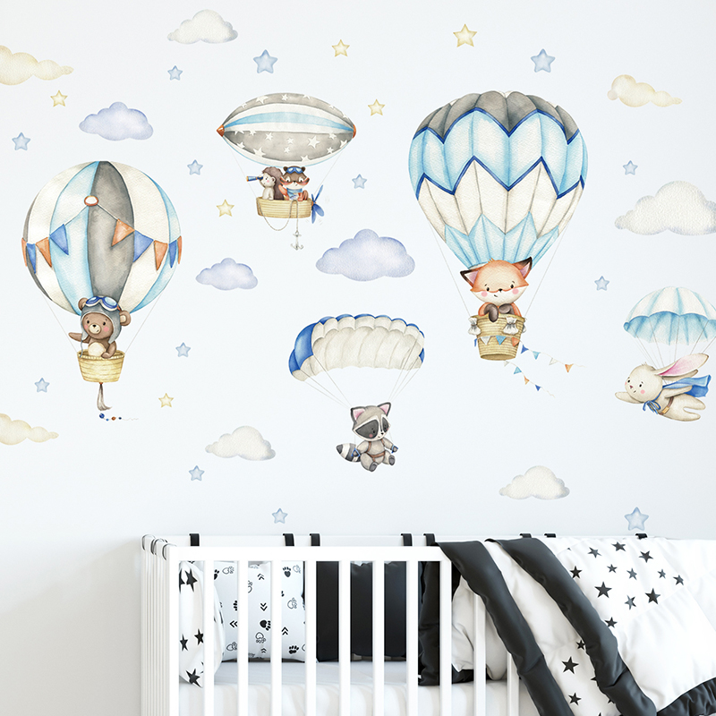 Commercial Kitchen In Home - Cartoon Cute Animals Hot Air Balloon