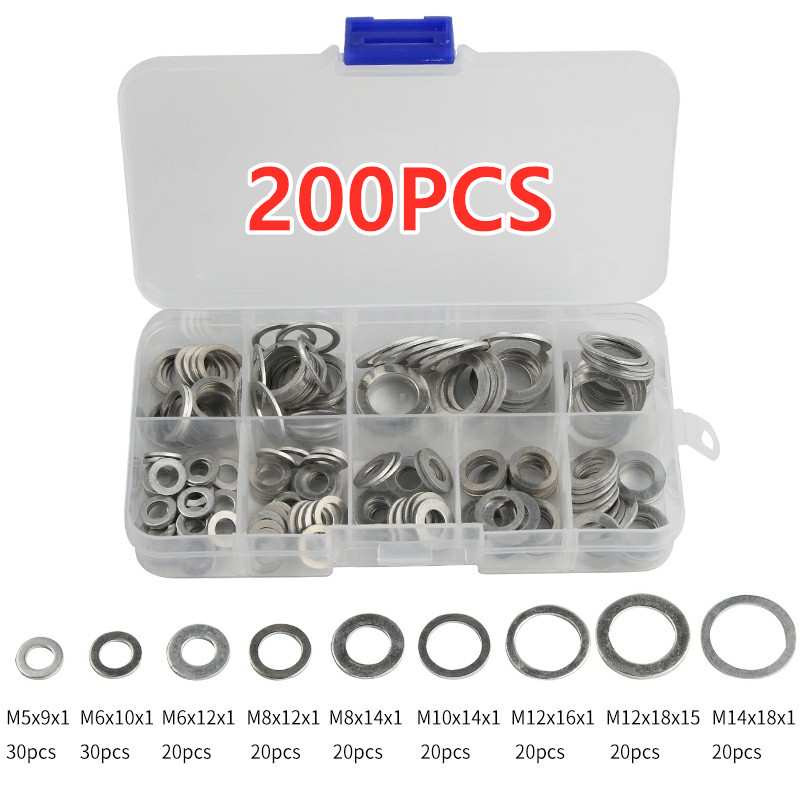 Commercial Kitchen In Home - 200Pcs Aluminum Flat Washer Gasket Set