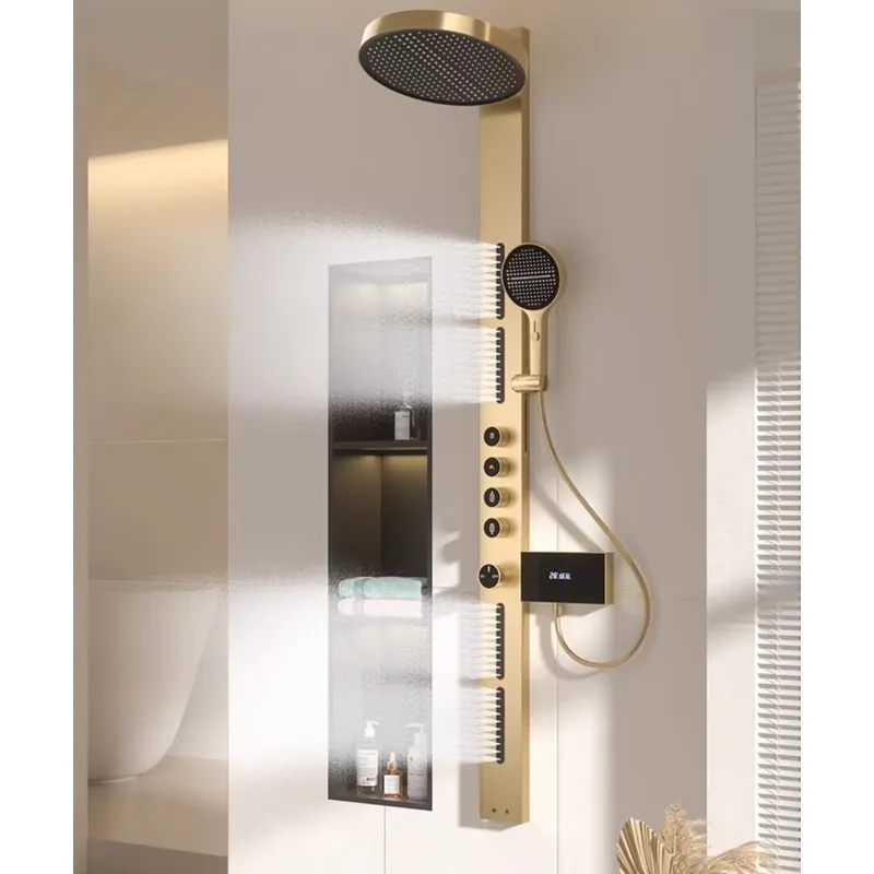 Commercial Kitchen In Home - Brass Rainfall Shower Panel Set Digital