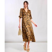 Brown Leopard Satin Midi Dress - Commercial Kitchen Needs review and price