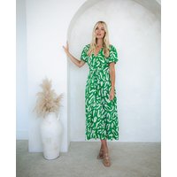 Green Animal Tie Front Midi Dr - Commercial Kitchen Needs review and price