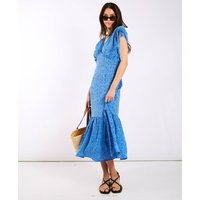 Blue Leopard Ruched Midi Dress - Commercial Kitchen Needs review and price